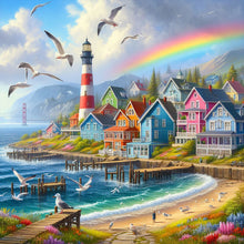 Load image into Gallery viewer, Seaside Town 50*50CM(Canvas) Full Round Drill Diamond Painting