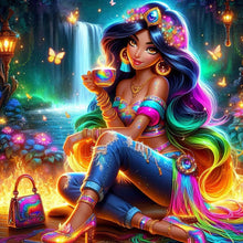Load image into Gallery viewer, Colorful-Haired Princess Jasmine 40*40CM(Canvas) Full Round Drill Diamond Painting