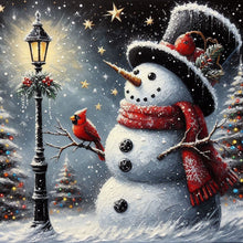 Load image into Gallery viewer, Snowman With A Winter Streetlight 40*40CM(Canvas) Full Round Drill Diamond Painting