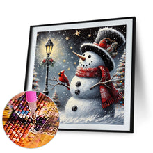 Load image into Gallery viewer, Snowman With A Winter Streetlight 40*40CM(Canvas) Full Round Drill Diamond Painting