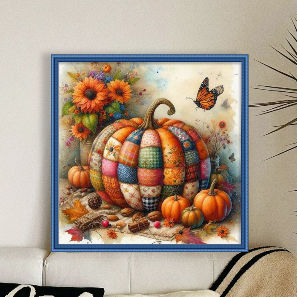 Colorful Pumpkins - Full 11CT Stamped Cross Stitch 40x40CM - Huacan