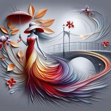 Load image into Gallery viewer, Girl With Umbrella On Bridge 40*40CM(Canvas) Full Round Drill Diamond Painting
