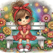 Load image into Gallery viewer, Cute Little Girl 30*30CM(Canvas) Partial Special Shaped Drill Diamond Painting