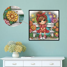 Load image into Gallery viewer, Cute Little Girl 30*30CM(Canvas) Partial Special Shaped Drill Diamond Painting