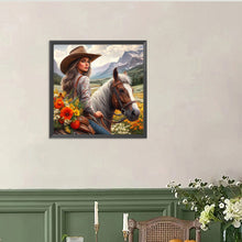Load image into Gallery viewer, Cowboy Girl Riding A Horse 40*40CM(Canvas) Full Round Drill Diamond Painting