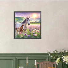 Load image into Gallery viewer, Horse In The Prairie Flower Field 40*40CM(Canvas) Full Round Drill Diamond Painting