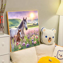 Load image into Gallery viewer, Horse In The Prairie Flower Field 40*40CM(Canvas) Full Round Drill Diamond Painting