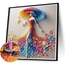 Load image into Gallery viewer, Girl With Colorful Umbrella 40*40CM(Canvas) Partial Special Shaped Drill Diamond Painting