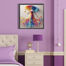 Load image into Gallery viewer, Girl With Colorful Umbrella 40*40CM(Canvas) Partial Special Shaped Drill Diamond Painting