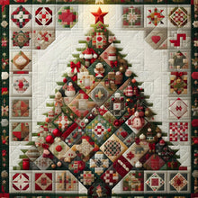 Load image into Gallery viewer, Red Star Fabric Christmas Tree 50*50CM(Canvas) Full Round Drill Diamond Painting