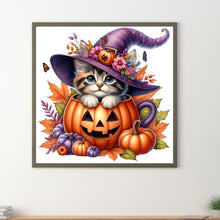 Load image into Gallery viewer, Halloween Pumpkin Kitten 30*30CM(Canvas) Full Round Drill Diamond Painting