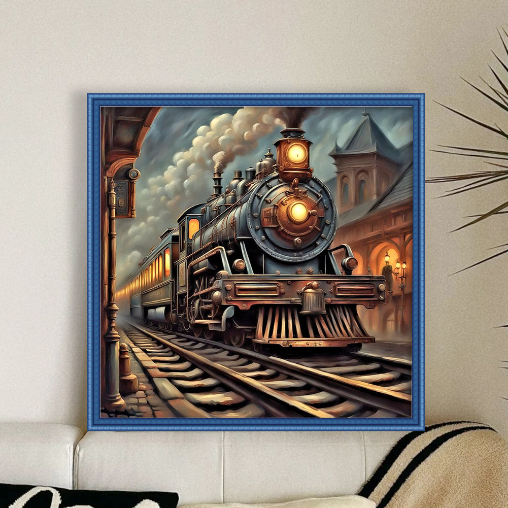 Train - Full 11CT Stamped Cross Stitch 50x50CM - Yishu