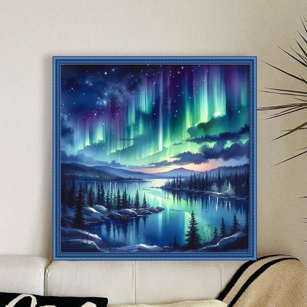 Aurora Scenery - Full 11CT Stamped Cross Stitch 50x50CM - Yishu