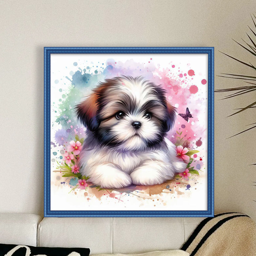 Cute Dog - Full 11CT Stamped Cross Stitch 40x40CM - Yishu