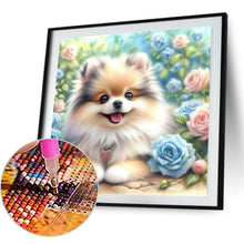 Load image into Gallery viewer, Rose Garden Pomeranian-Dog 30*30CM(Canvas) Full Round Drill Diamond Painting