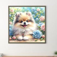 Load image into Gallery viewer, Rose Garden Pomeranian-Dog 30*30CM(Canvas) Full Round Drill Diamond Painting