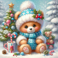 Load image into Gallery viewer, Christmas For A Bear In Winter Clothes 30*30CM(Canvas) Full Round Drill Diamond Painting