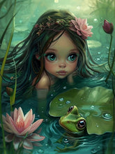 Load image into Gallery viewer, Frog Girl With Lotus Leaves 40*50CM(Canvas) Full Round Drill Diamond Painting