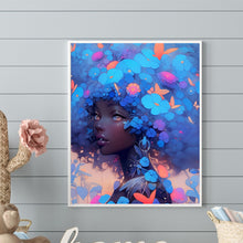 Load image into Gallery viewer, Butterfly Girl With Blue Flowers 40*50CM(Canvas) Full Round Drill Diamond Painting