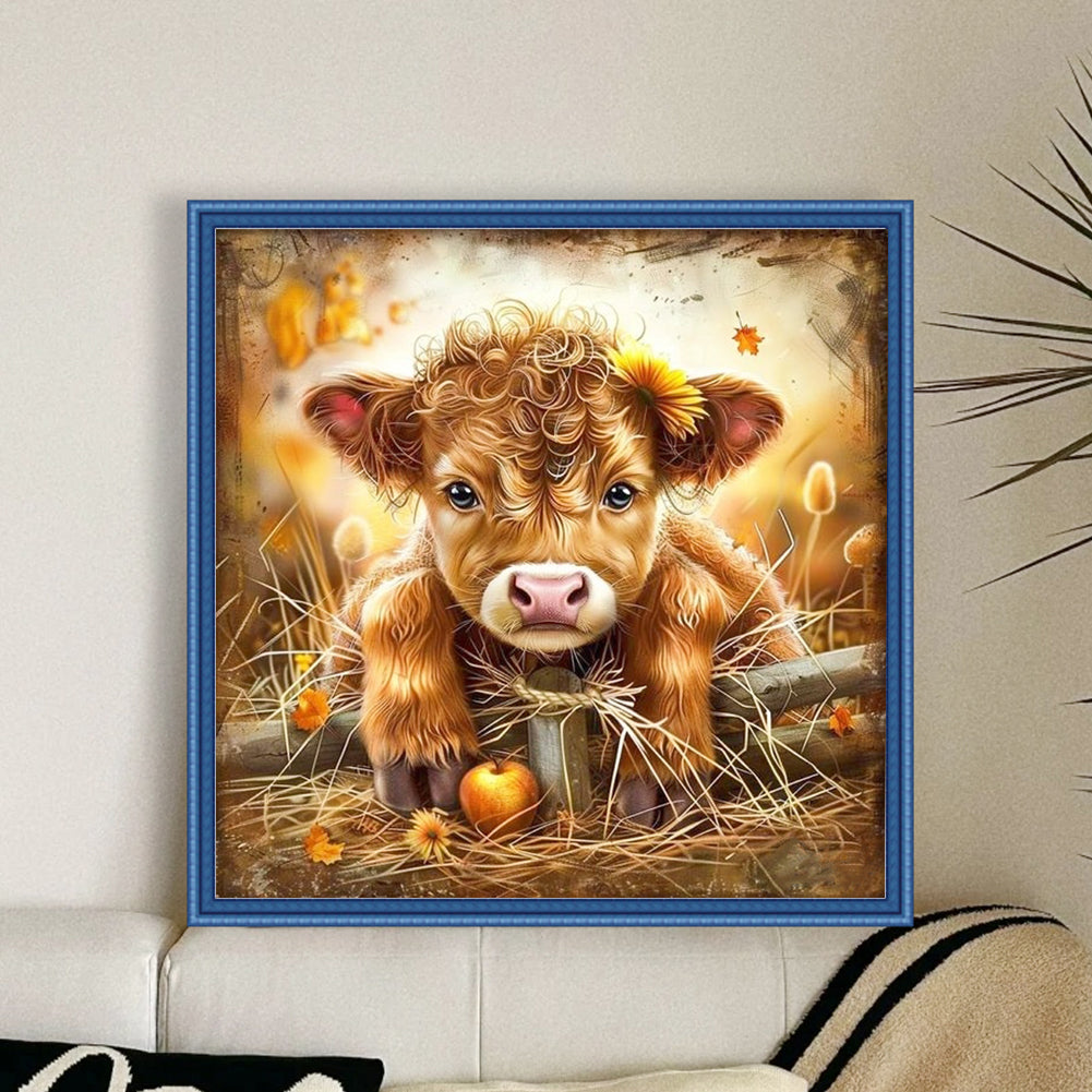 Highland Cow - Full 11CT Stamped Cross Stitch 40x40CM - Huacan