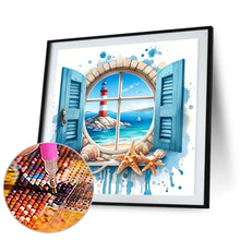 Load image into Gallery viewer, Lighthouse On The Sea Outside The Window 30*30CM(Canvas) Full Round Drill Diamond Painting