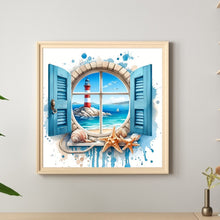 Load image into Gallery viewer, Lighthouse On The Sea Outside The Window 30*30CM(Canvas) Full Round Drill Diamond Painting