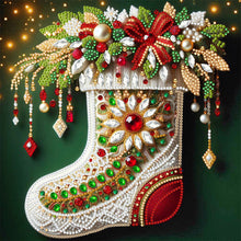 Load image into Gallery viewer, Christmas Stocking With Flowers 30*30CM(Canvas) Partial Special Shaped Drill Diamond Painting