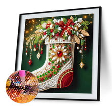 Load image into Gallery viewer, Christmas Stocking With Flowers 30*30CM(Canvas) Partial Special Shaped Drill Diamond Painting