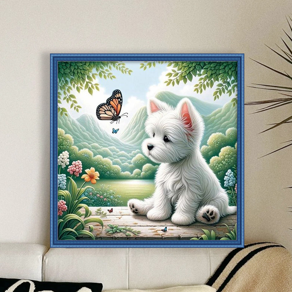 West Highland White Terrier - Full 11CT Stamped Cross Stitch 40x40CM - Huacan