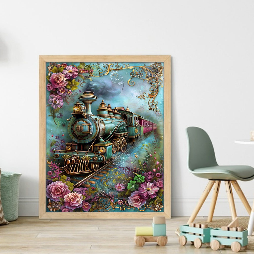Train - Full 11CT Stamped Cross Stitch 40x55CM - Huacan