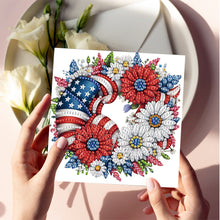 Load image into Gallery viewer, 6PCS DIY US Flag Eagle Wreath Diamond Art Greeting Cards Congratulations Cards