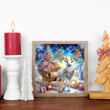 Load image into Gallery viewer, Christmas Atmosphere With Sleigh And Reindeer 30*30CM(Canvas) Partial Special Shaped Drill Diamond Painting