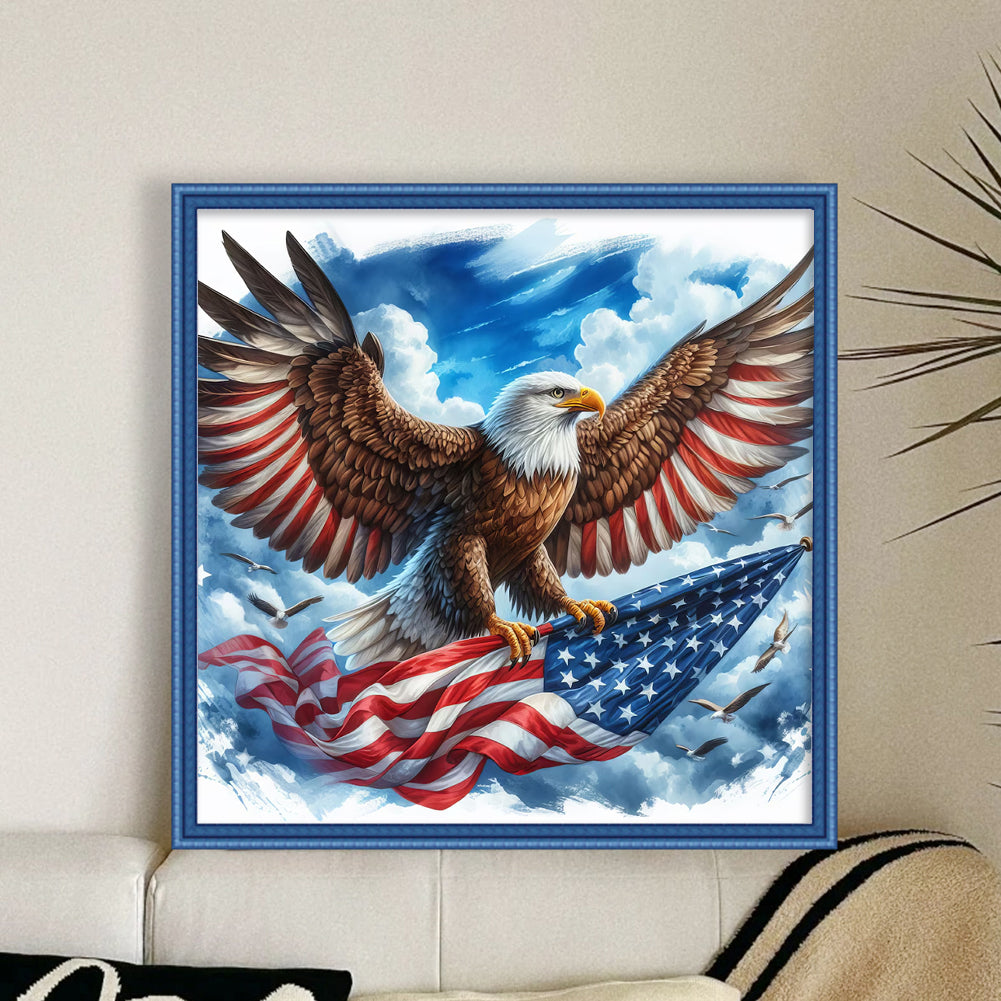 Eagle Holding Flag - Full 11CT Stamped Cross Stitch 40x40CM - Yishu