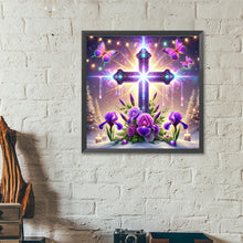 Load image into Gallery viewer, Cross And Irises 40*40CM(Canvas) Full Round Drill Diamond Painting