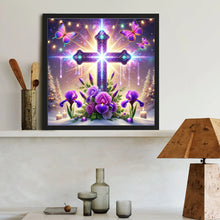 Load image into Gallery viewer, Cross And Irises 40*40CM(Canvas) Full Round Drill Diamond Painting