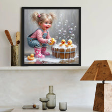 Load image into Gallery viewer, Cute Little Girl 40*40CM(Canvas) Full Round Drill Diamond Painting