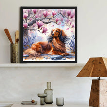 Load image into Gallery viewer, Magnolia Dachshund 40*40CM(Canvas) Full Round Drill Diamond Painting