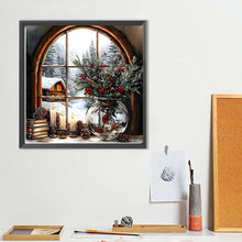 Load image into Gallery viewer, Christmas Snowy Window Sill 40*40CM(Canvas) Full Round Drill Diamond Painting