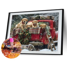 Load image into Gallery viewer, Santa Claus Car And Puppy 40*30CM(Canvas) Full Round Drill Diamond Painting