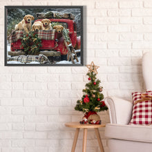 Load image into Gallery viewer, Santa Claus Car And Puppy 40*30CM(Canvas) Full Round Drill Diamond Painting