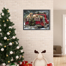 Load image into Gallery viewer, Santa Claus Car And Puppy 40*30CM(Canvas) Full Round Drill Diamond Painting