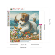 Load image into Gallery viewer, Flowers And Dog On The Beach 30*30CM(Canvas) Full Round Drill Diamond Painting