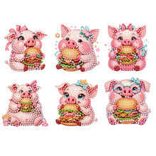 Load image into Gallery viewer, 6Pcs Acrylic Hamburger Pig Diamond Painting Art Fridge Magnet for Adults