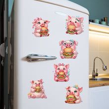 Load image into Gallery viewer, 6Pcs Acrylic Hamburger Pig Diamond Painting Art Fridge Magnet for Adults