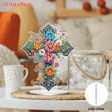 Load image into Gallery viewer, 2D Flat Print Flower Cross DIY Table Top Diamond Painting Ornament Kits