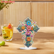 Load image into Gallery viewer, 2D Flat Print Flower Cross DIY Table Top Diamond Painting Ornament Kits