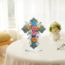 Load image into Gallery viewer, 2D Flat Print Flower Cross DIY Table Top Diamond Painting Ornament Kits