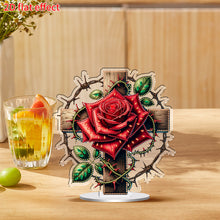 Load image into Gallery viewer, 2D Flat Print Flower Cross DIY Table Top Diamond Painting Ornament Kits