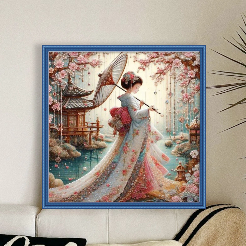 Japanese Style Beauty - Full 11CT Stamped Cross Stitch 50x50CM - Huacan
