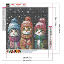 Load image into Gallery viewer, Three Winter Cats 30*30CM(Canvas) Full Round Drill Diamond Painting